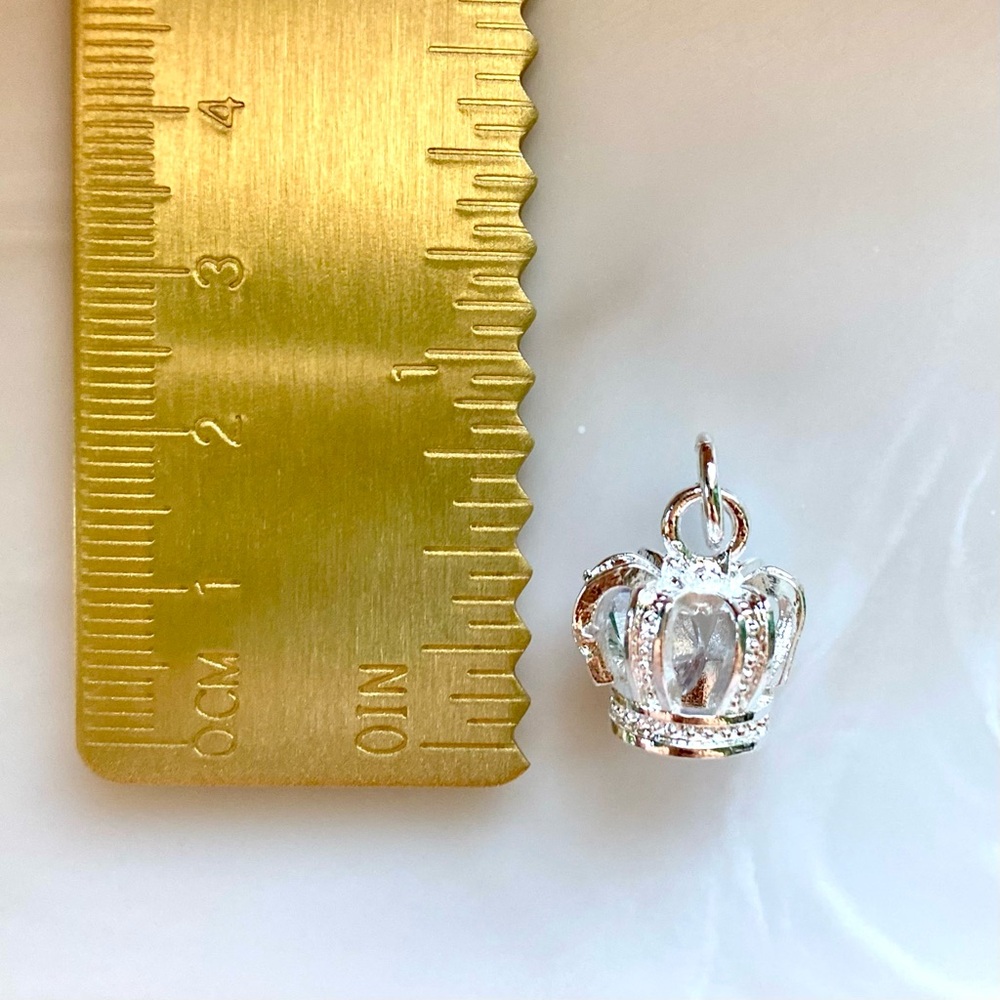 Silver Crown Pendant Necklace - Sparkling Silver Crown Charm